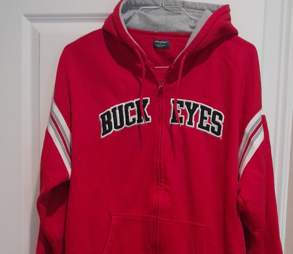 Pro Edge Scarlet BUCKEYES Hooded Full-Zip Sweatshirt, Size L
